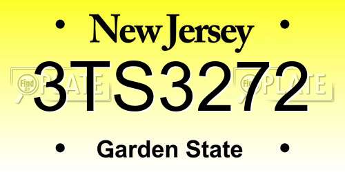 3TS3272 New Jersey License Plate