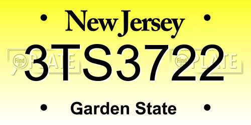 3TS3722 New Jersey License Plate
