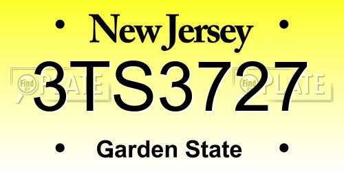 3TS3727 New Jersey License Plate