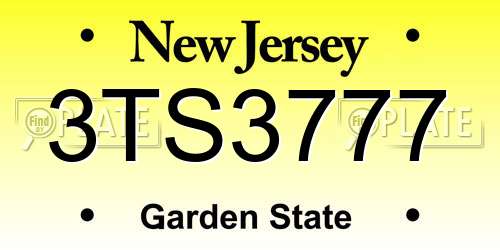 3TS3777 New Jersey License Plate