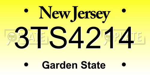 3TS4214 New Jersey License Plate