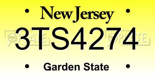 3TS4274 New Jersey License Plate