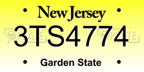 3TS4774 New Jersey License Plate