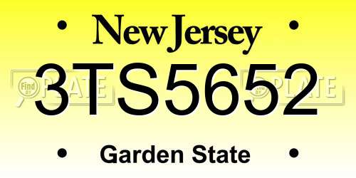 3TS5652 New Jersey License Plate