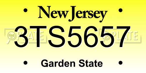 3TS5657 New Jersey License Plate