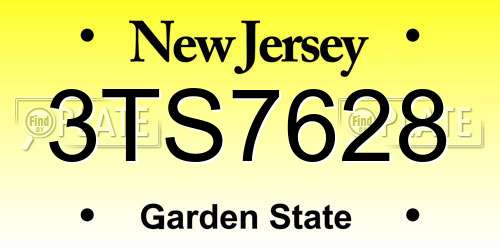3TS7628 New Jersey License Plate