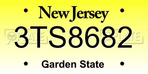 3TS8682 New Jersey License Plate