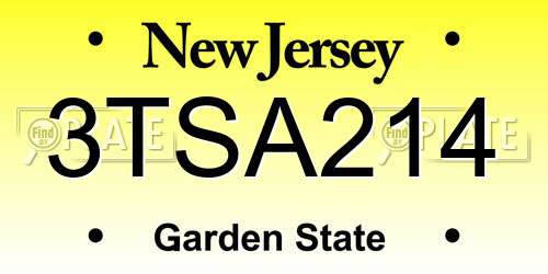 3TSA214 New Jersey License Plate
