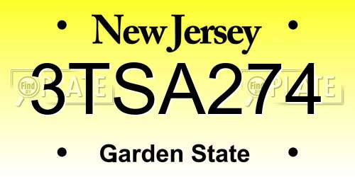 3TSA274 New Jersey License Plate