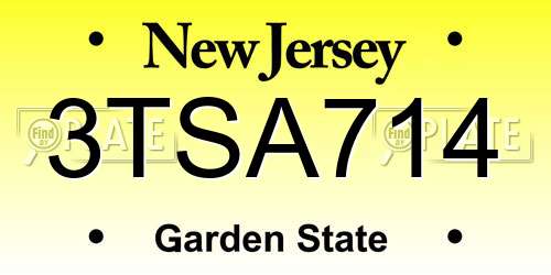 3TSA714 New Jersey License Plate