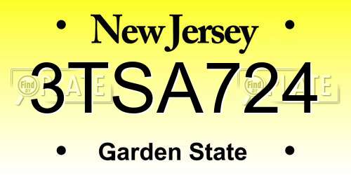 3TSA724 New Jersey License Plate