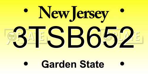3TSB652 New Jersey License Plate