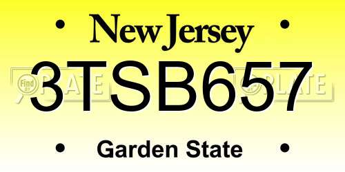 3TSB657 New Jersey License Plate