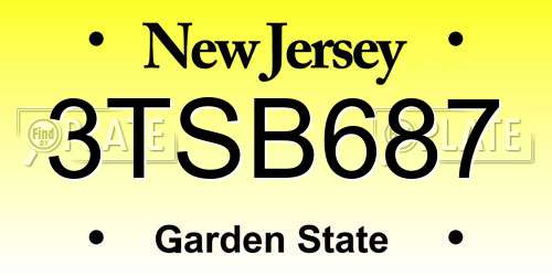 3TSB687 New Jersey License Plate