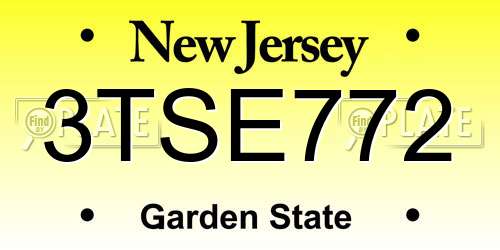 3TSE772 New Jersey License Plate