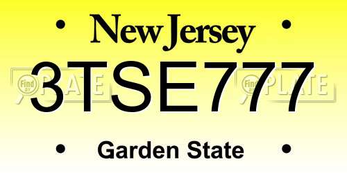 3TSE777 New Jersey License Plate