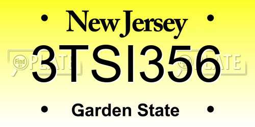 3TSI356 New Jersey License Plate