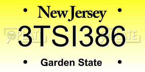 3TSI386 New Jersey License Plate