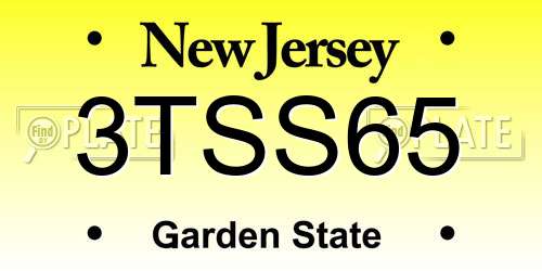 3TSS65 New Jersey License Plate