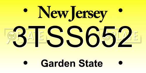 3TSS652 New Jersey License Plate