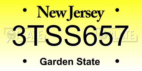 3TSS657 New Jersey License Plate