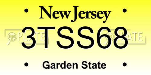 3TSS68 New Jersey License Plate