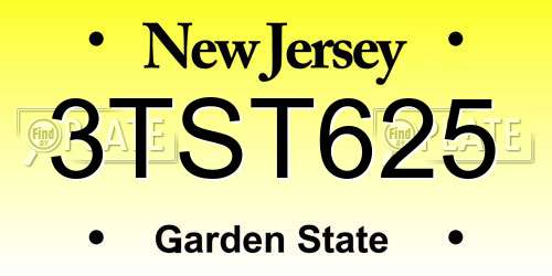 3TST625 New Jersey License Plate