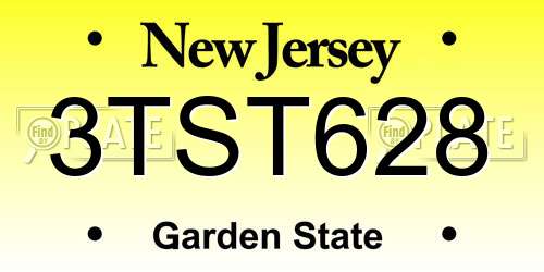 3TST628 New Jersey License Plate