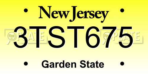 3TST675 New Jersey License Plate