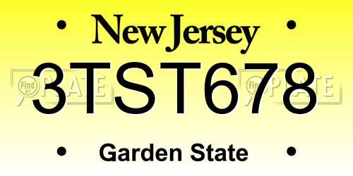 3TST678 New Jersey License Plate