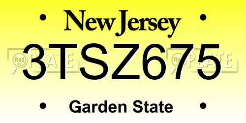 3TSZ675 New Jersey License Plate