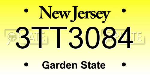 3TT3084 New Jersey License Plate