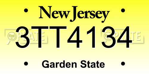 3TT4134 New Jersey License Plate