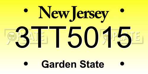 3TT5015 New Jersey License Plate