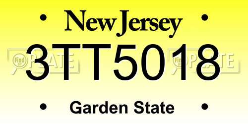 3TT5018 New Jersey License Plate