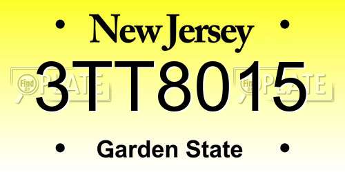3TT8015 New Jersey License Plate