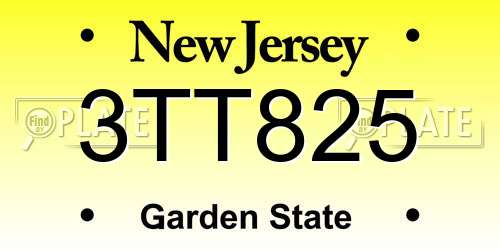 3TT825 New Jersey License Plate