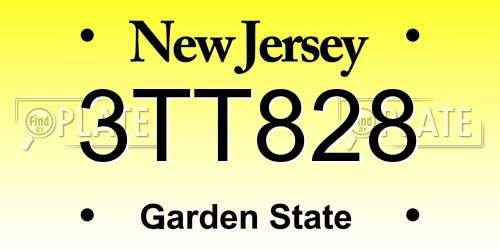 3TT828 New Jersey License Plate