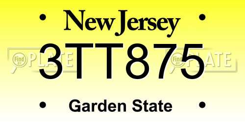 3TT875 New Jersey License Plate