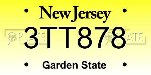 3TT878 New Jersey License Plate