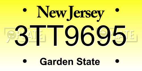 3TT9695 New Jersey License Plate