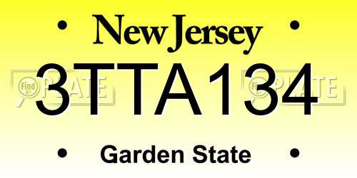 3TTA134 New Jersey License Plate