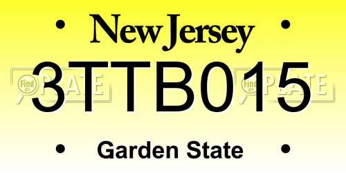 3TTB015 New Jersey License Plate