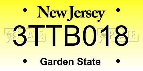 3TTB018 New Jersey License Plate