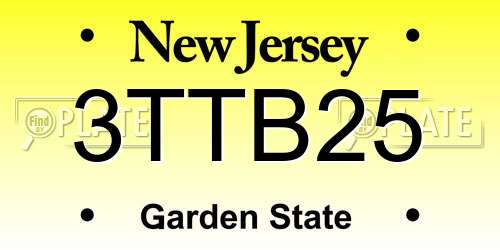 3TTB25 New Jersey License Plate