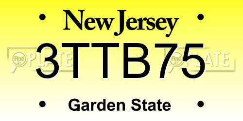 3TTB75 New Jersey License Plate
