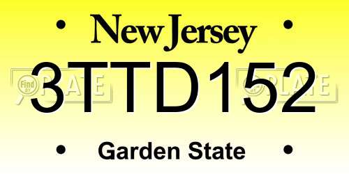 3TTD152 New Jersey License Plate