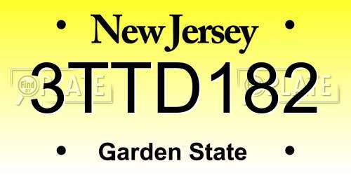 3TTD182 New Jersey License Plate