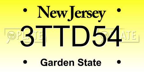 3TTD54 New Jersey License Plate