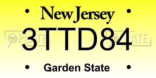 3TTD84 New Jersey License Plate